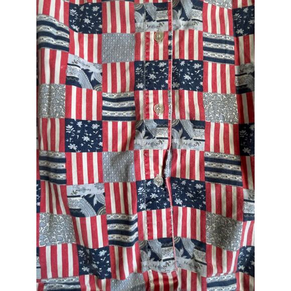 Vintage Bill Blass Button Shirt Large America Long Sleeve Blue Red Western Rodeo - Picture 2 of 16